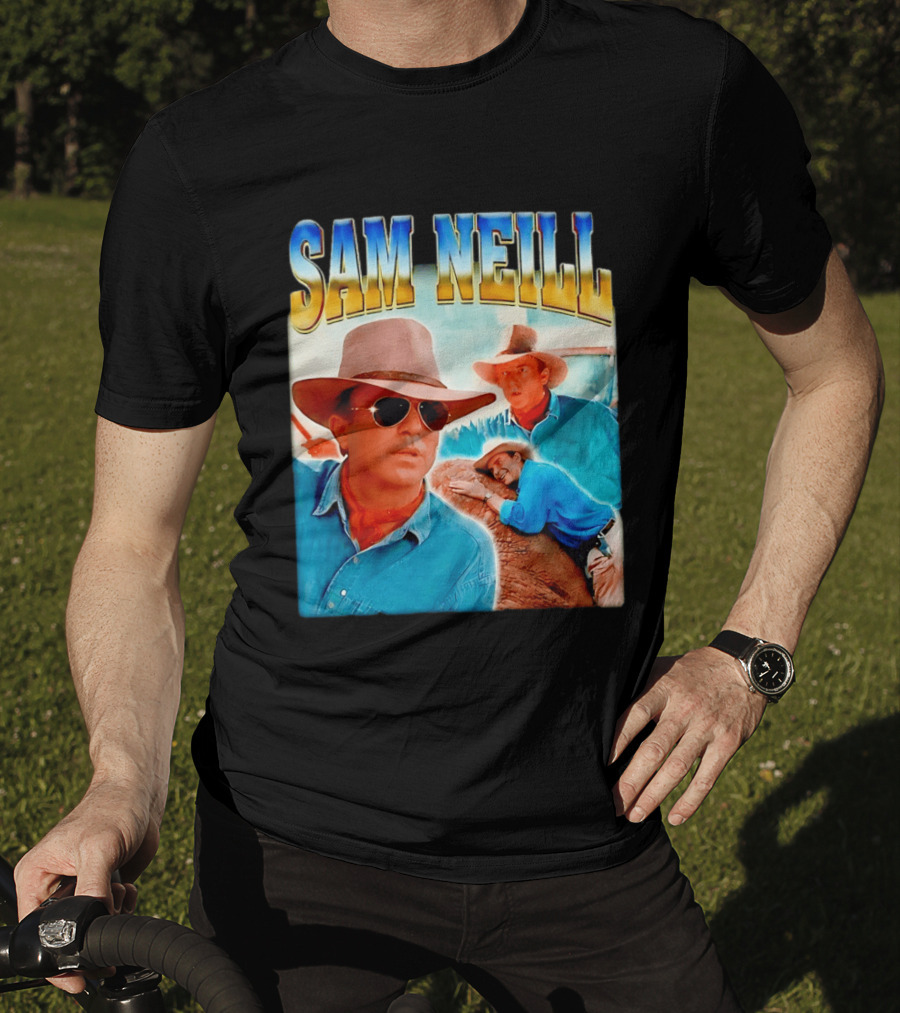 Sam Neill Vintage Style Cowboy Collage T-Shirt