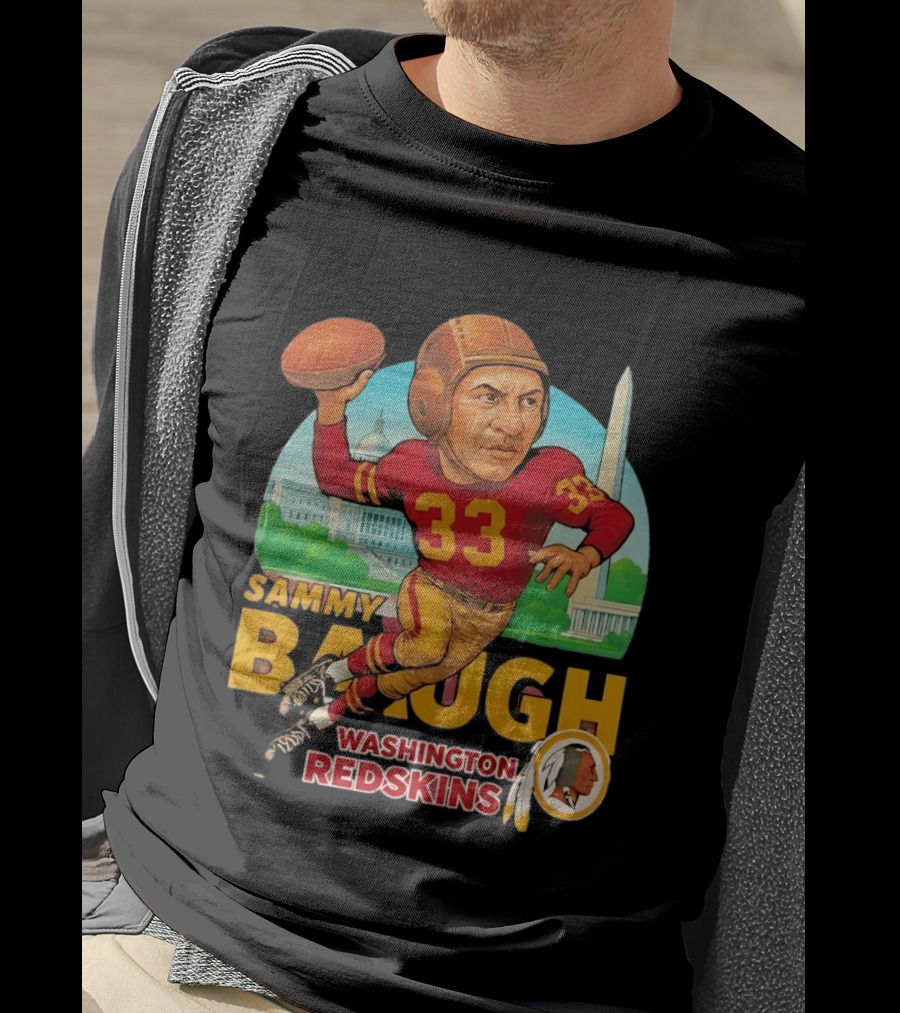 Sammy Baugh Washington Redskins Caricature Number 33 Football Legend T-Shirt