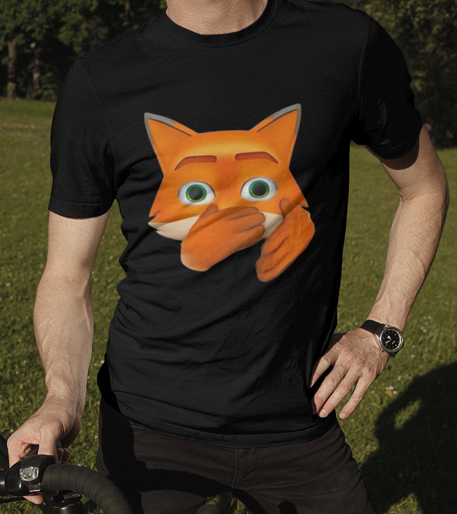 Scuba Fox Emoji Animal Covering Mouth Diving T-Shirt