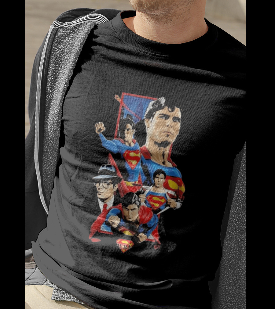Superman Christopher Reeve Richard Donner Vintage Comic Collage T-Shirt