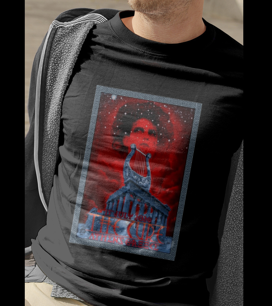 The Cure Athens Greece July 15 2026 Concert Parthenon Lyre Stars T-Shirt
