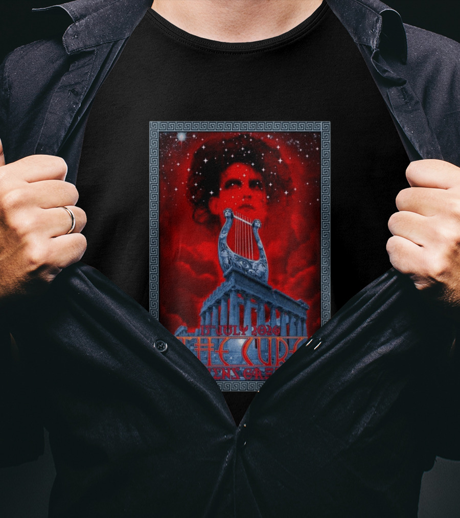 The Cure Athens Greece July 15 2026 Concert Parthenon Lyre Stars T-Shirt