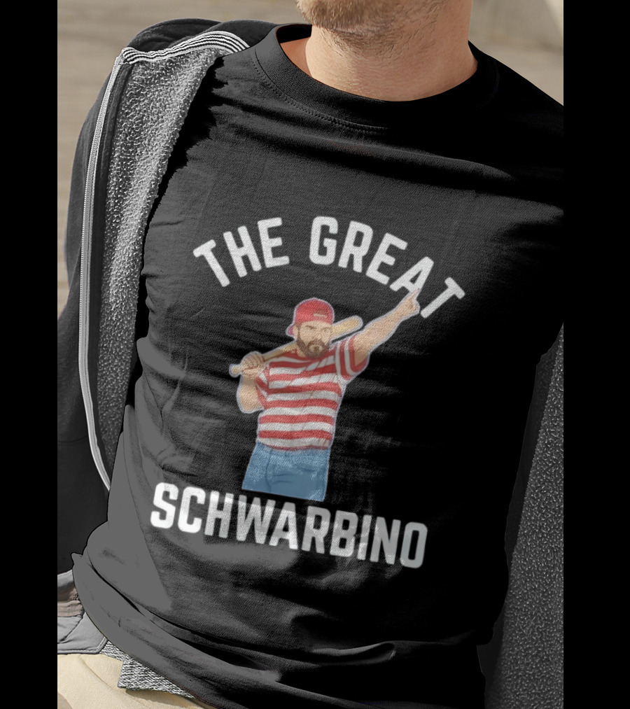 The Great Schwarbino Kyle Schwarber Philadelphia Phillies Striped Baseball T-Shirt