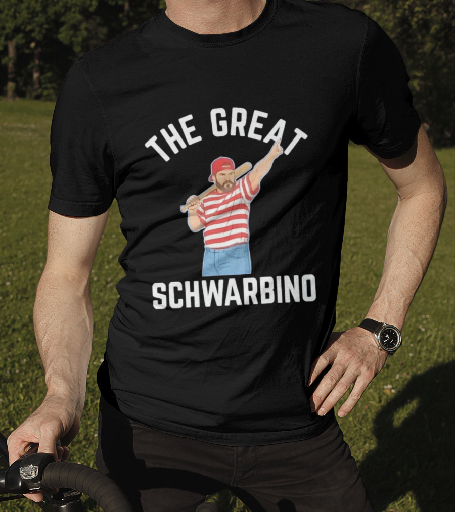The Great Schwarbino Kyle Schwarber Philadelphia Phillies Striped Baseball T-Shirt