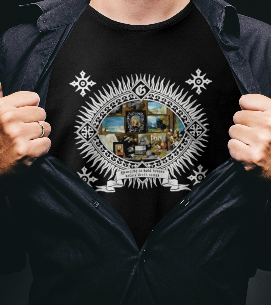 Yearning To Hold Heaven Before Death Comes Celestial Collage With Angelic And Serene Landscape T-Shirt