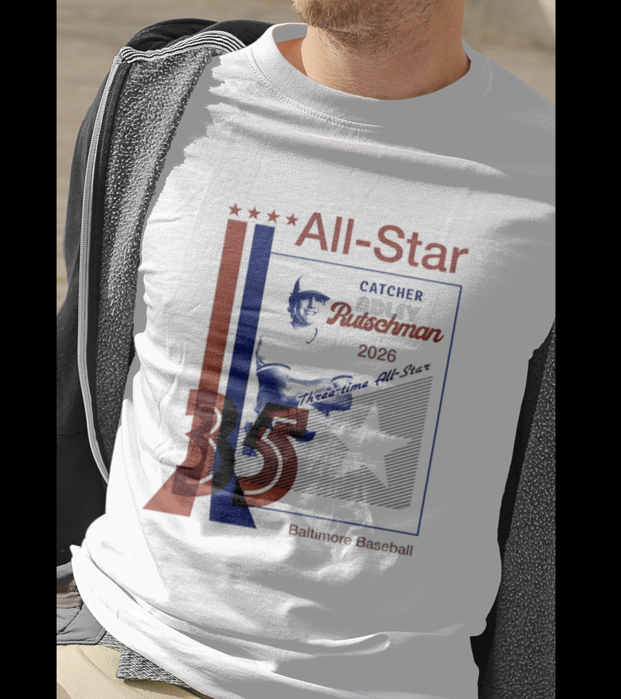 Adley Rutschman Three Time MLB All Star Catcher 2026 Baltimore Baseball 35 T-Shirt