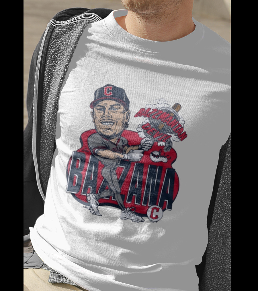 Bazzana Bazzmanian Devil Cleveland Guardians Caricature Baseball Player T-Shirt