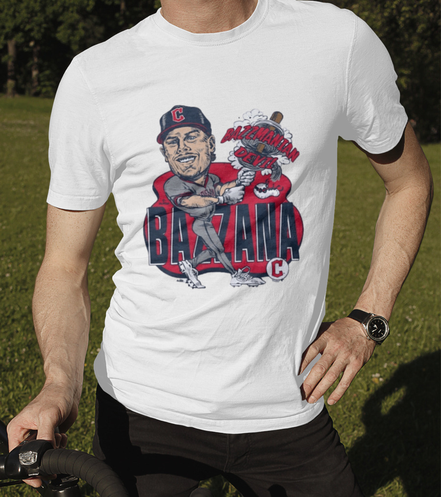Bazzana Bazzmanian Devil Cleveland Guardians Caricature Baseball Player T-Shirt