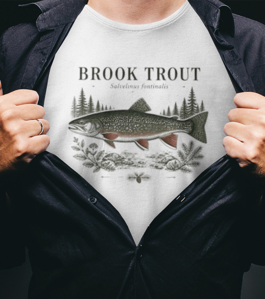 Brook Trout Salvelinus Fontinalis Forest Scene T-Shirt