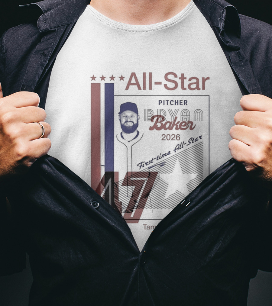 Tampa Bay Rays Bryan Baker 47 Pitcher 2026 MLB All Star T-Shirt