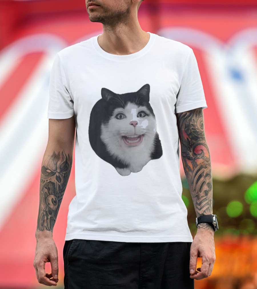 Grinning Cat With Human Teeth T-Shirt