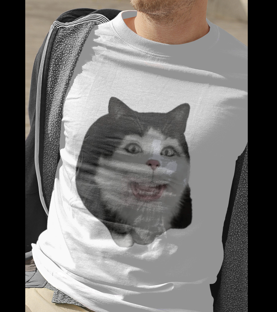 Grinning Cat With Human Teeth T-Shirt