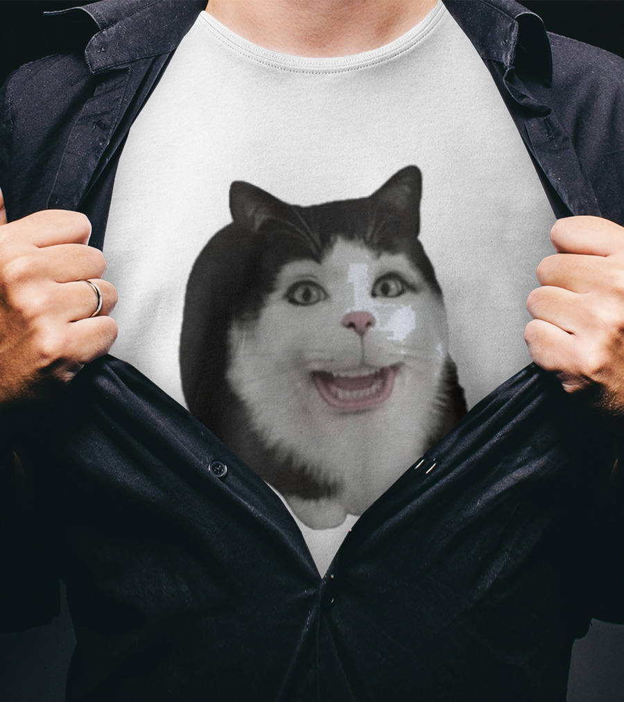 Grinning Cat With Human Teeth T-Shirt