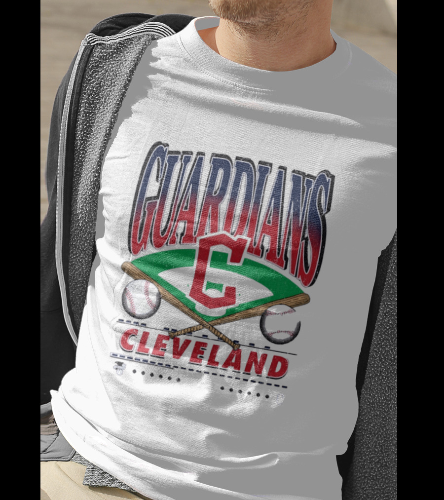 Cleveland Guardians Baseball Team Retro Style With Bats And Ball T-Shirt