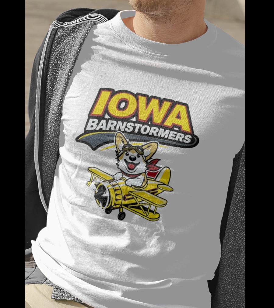 Iowa Barnstormers Corgi Pilot Airplane T-Shirt