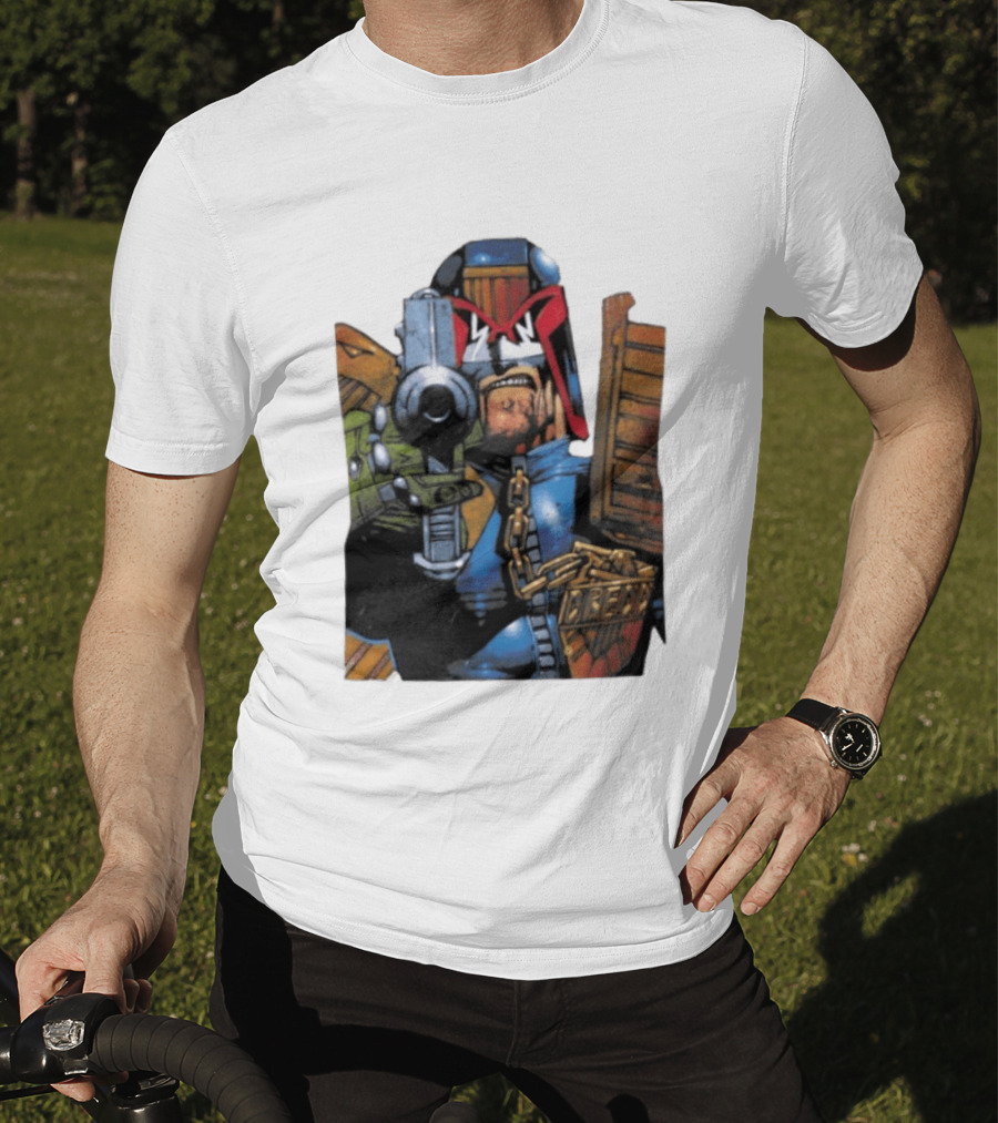 Judge Dredd 2000 AD Comic Book Character With Iconic Outfit T-Shirt