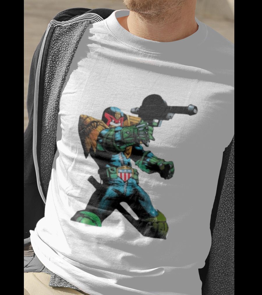 Judge Dredd Lawgiver Comic Book Character With Iconic Helmet T-Shirt
