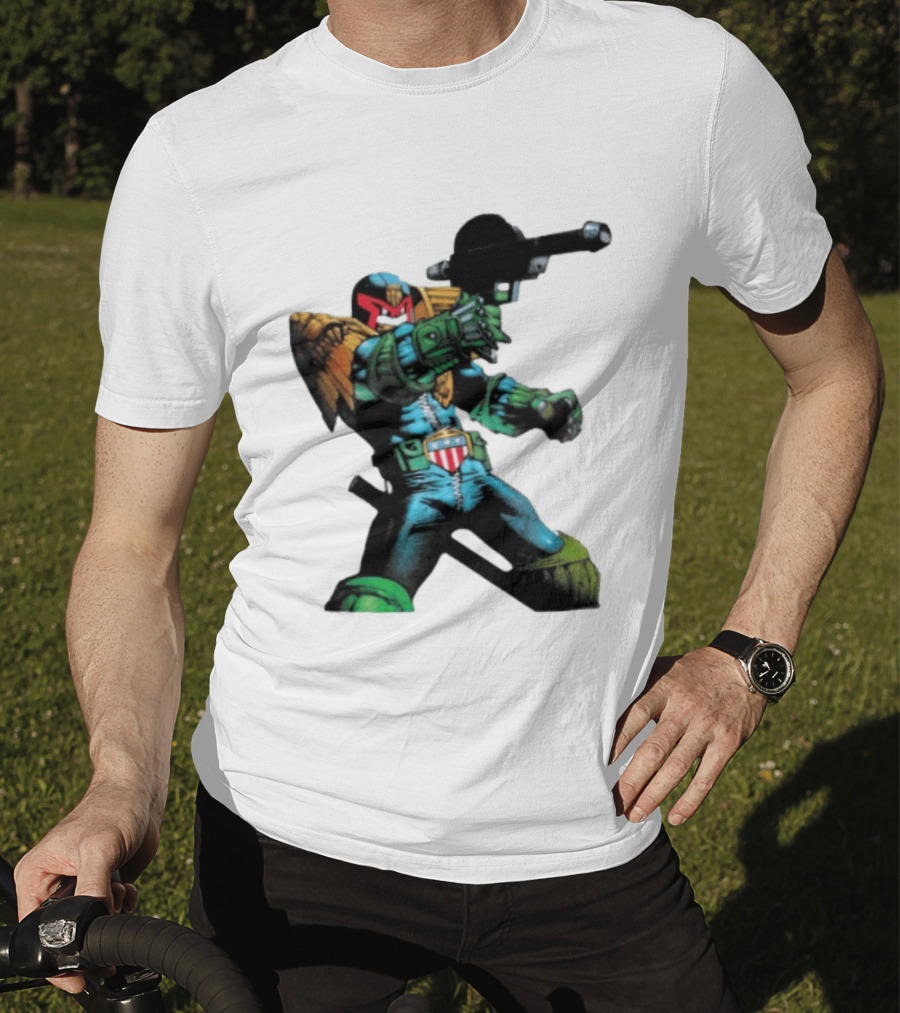 Judge Dredd Lawgiver Comic Book Character With Iconic Helmet T-Shirt