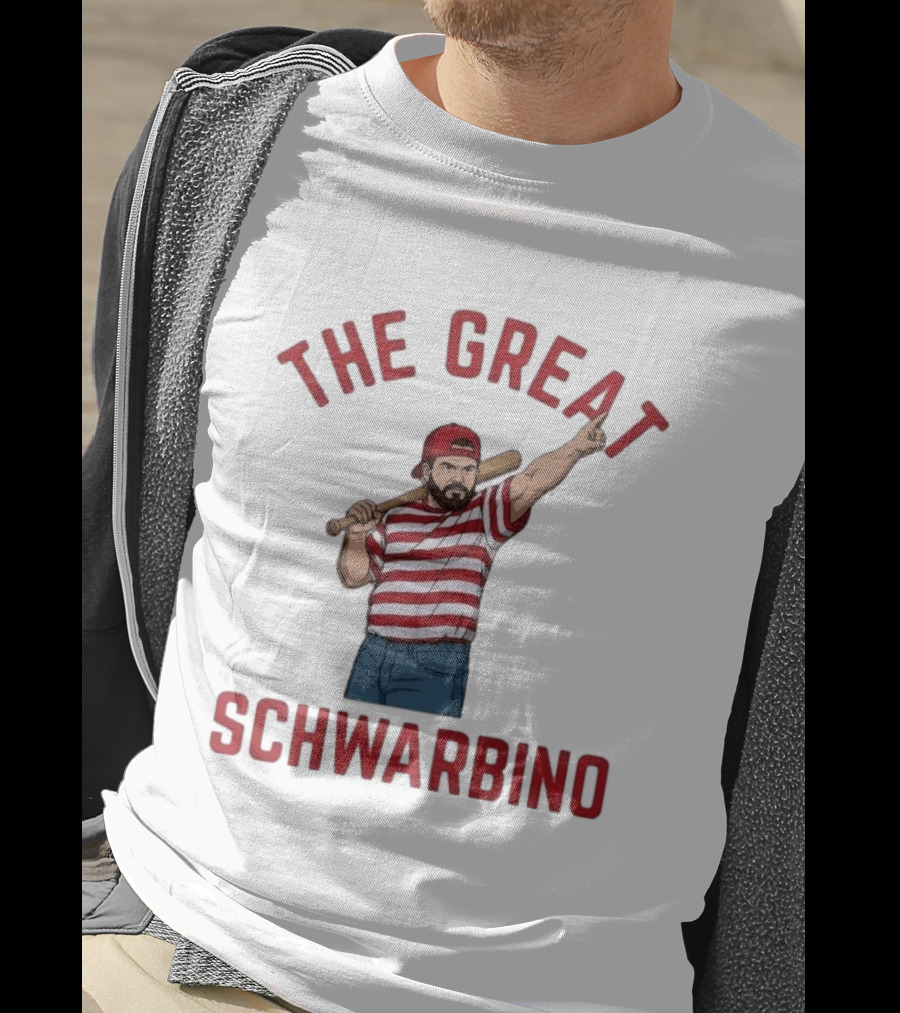 The Great Schwarbino Kyle Schwarber Baseball Tribute Red Striped T-Shirt