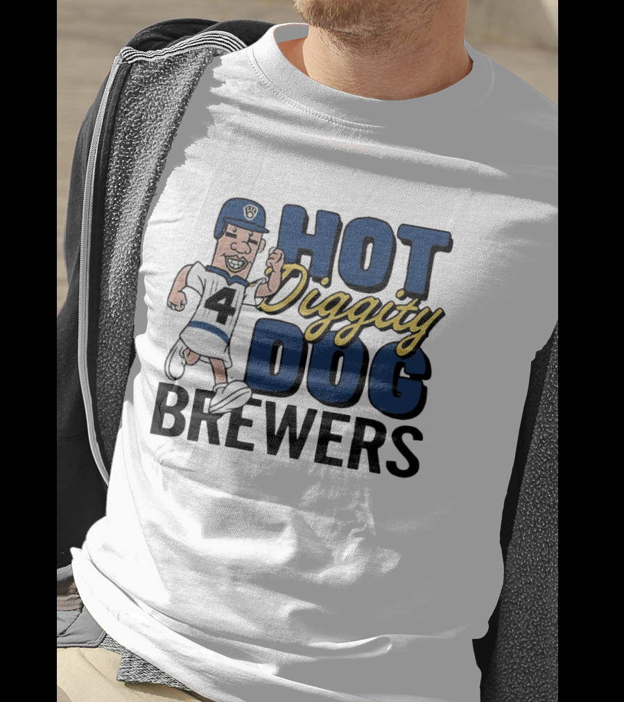 Milwaukee Brewers Hot Diggity Dog Baseball Player Number 4 T-Shirt