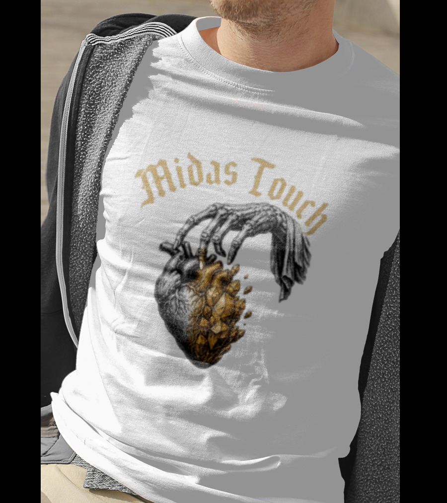 Midas Touch Skeleton Hand Crystal Heart T-Shirt