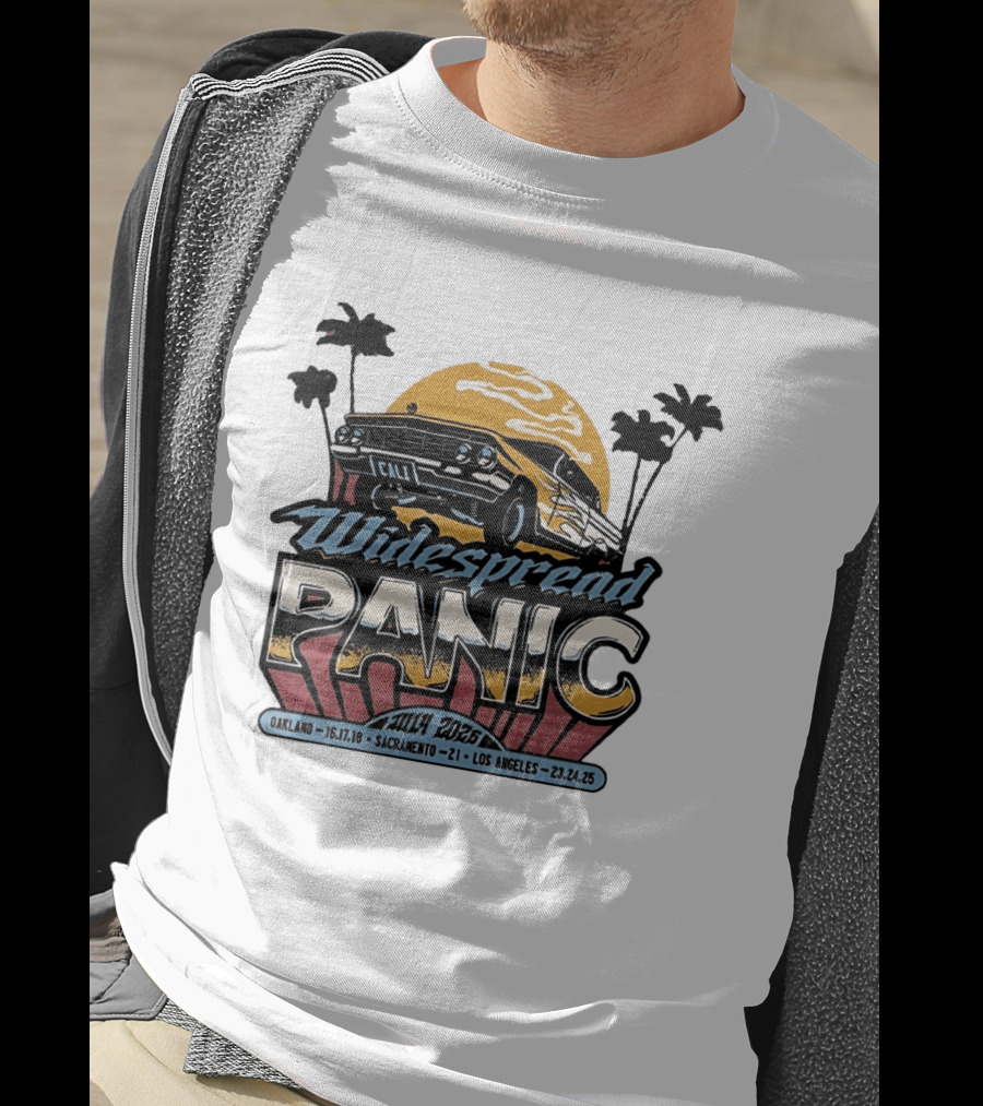 Widespread Panic California Tour 2026 Oakland Sacramento Los Angeles July Dates Retro Car Sunset T-Shirt