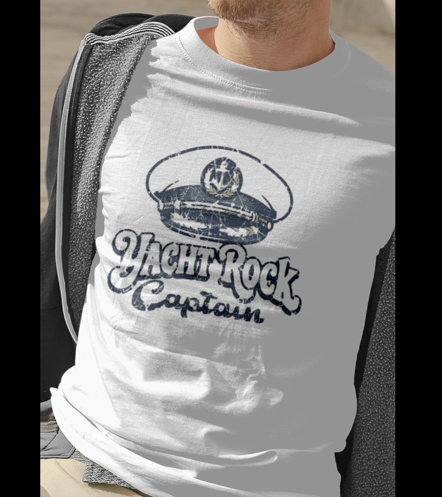 Yacht Rock Captain Distressed Nautical Captain's Hat T-Shirt