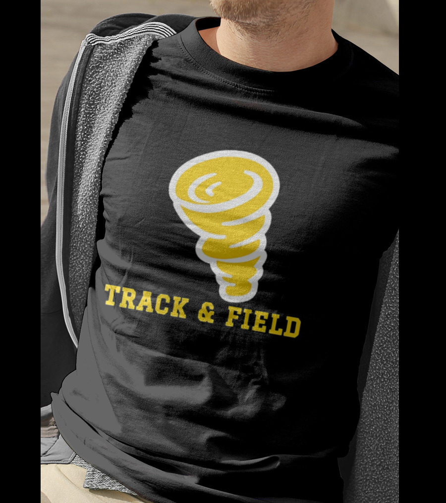 Tornado Track And Field Yellow Swirl Team Athletics T-Shirt