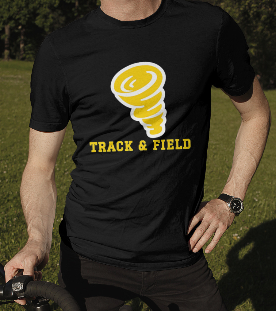 Tornado Track And Field Yellow Swirl Team Athletics T-Shirt