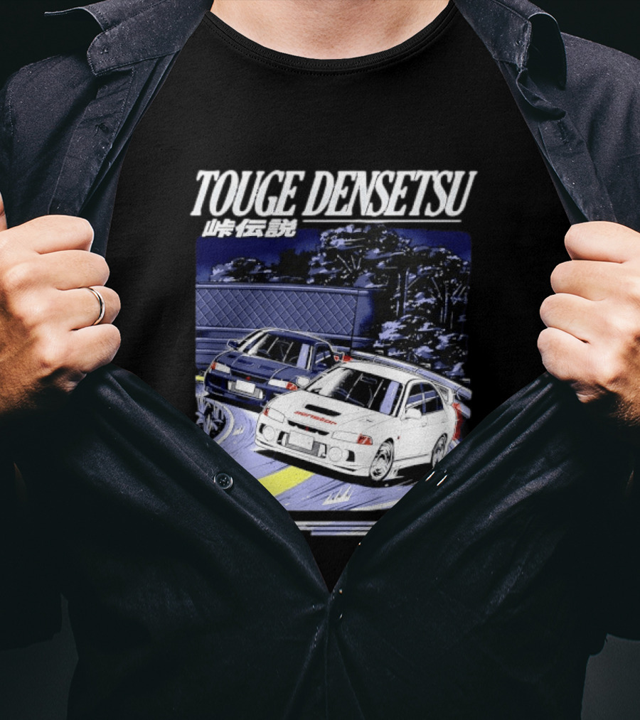 Touge Densetsu Emperor Initial D Mitsubishi Lancer Evolution Racing Scene T-Shirt