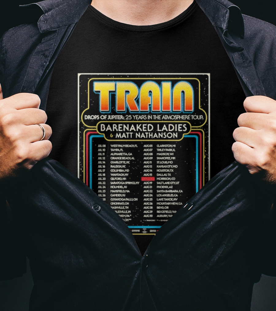 Train Drops Of Jupiter 25 Years Tour Barenaked Ladies And Matt Nathanson Tour Dates 2023 T-Shirt