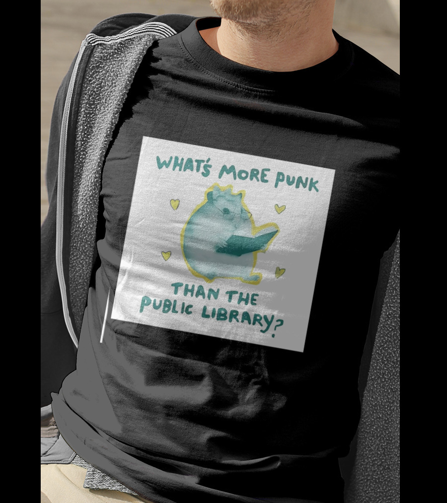 Hamster Reading Cartoon What's More Punk Than The Public Library T-Shirt