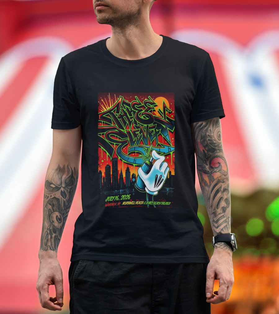 311 July 16 2026 Wantagh NY Northwell Health Jones Beach Theater Skyline Graffiti Hand Spray Can T-Shirt