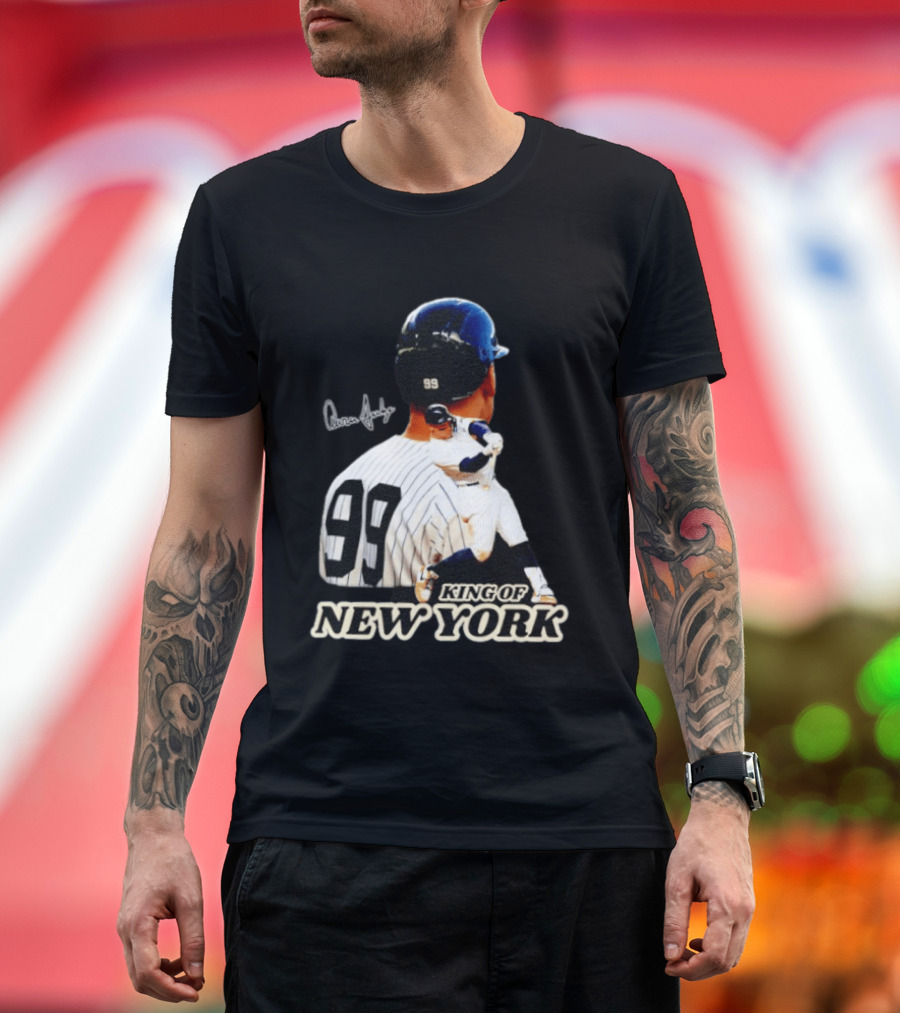Aaron Judge 99 King Of New York Yankees Baseball Player Signed T-Shirt