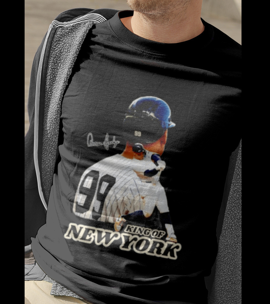 Aaron Judge 99 King Of New York Yankees Baseball Player Signed T-Shirt