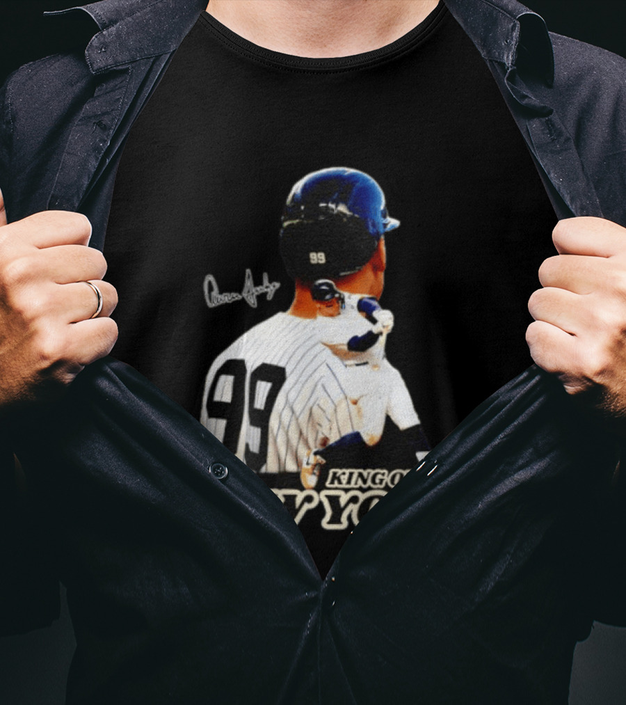 Aaron Judge 99 King Of New York Yankees Baseball Player Signed T-Shirt