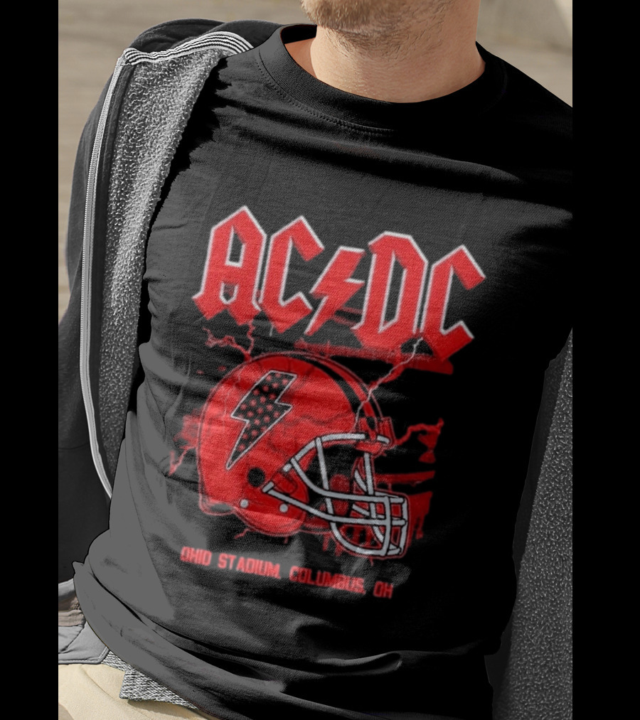 ACDC Pwr Up Tour 2026 Ohio Stadium Columbus Exclusive July 15 Lightning Bolt Helmet T-Shirt