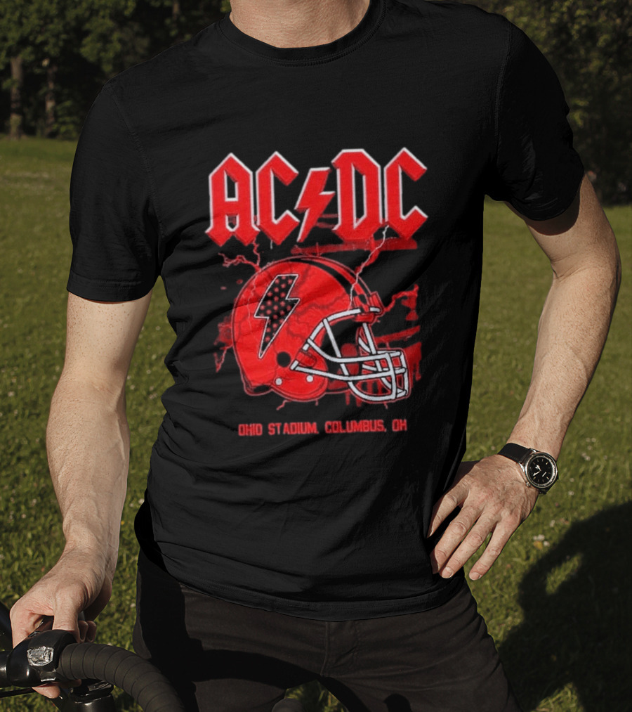ACDC Pwr Up Tour 2026 Ohio Stadium Columbus Exclusive July 15 Lightning Bolt Helmet T-Shirt