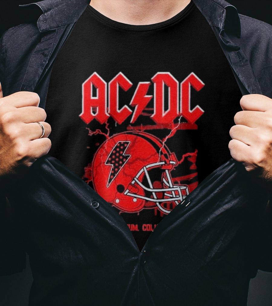 ACDC Pwr Up Tour 2026 Ohio Stadium Columbus Exclusive July 15 Lightning Bolt Helmet T-Shirt