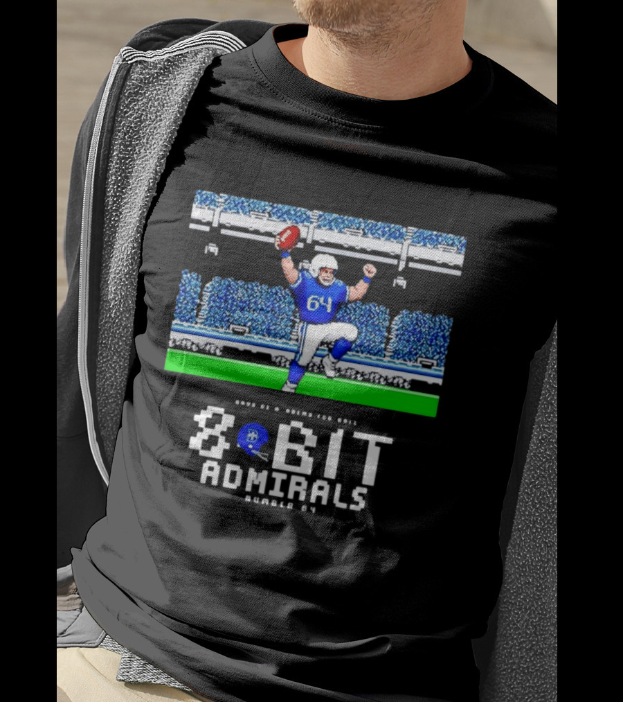 Bayside Academy Football 8 Bit Admirals Player Number 64 Retro Pixel T-Shirt