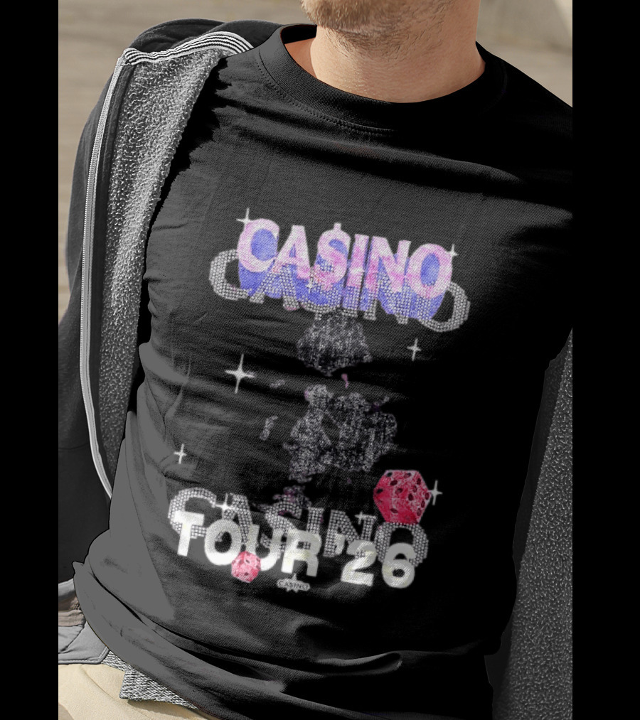 Casino Tour '26 Dice Gambling Las Vegas Sparkle Dice Stars T-Shirt