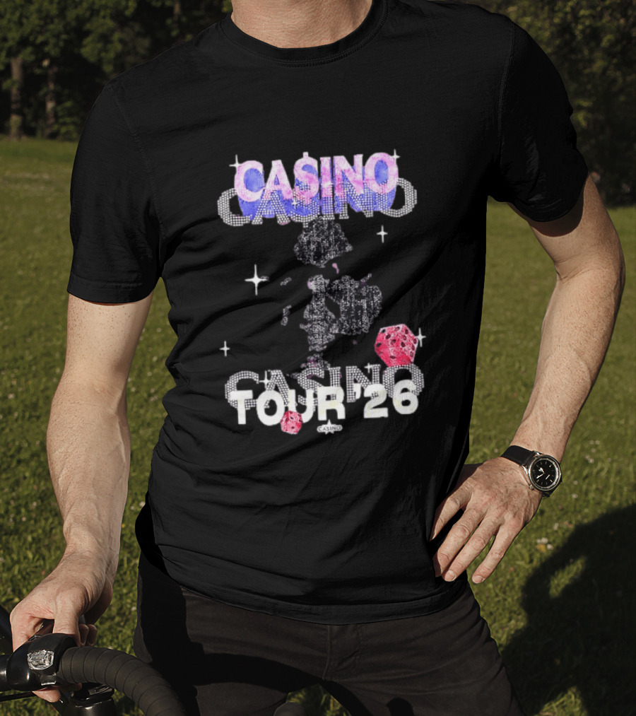 Casino Tour '26 Dice Gambling Las Vegas Sparkle Dice Stars T-Shirt