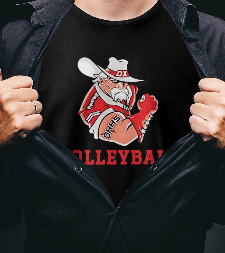 DHHS Volleyball Ox Mascot With Cowboy Hat And Gloves T-Shirt