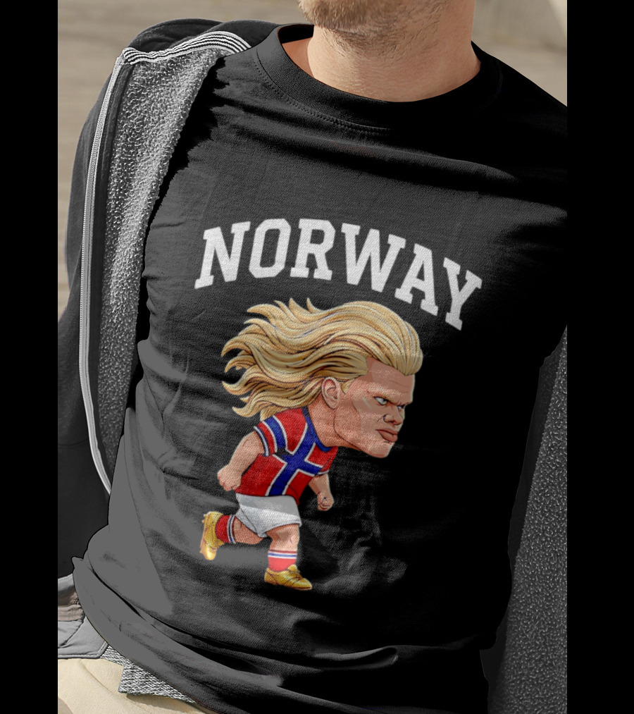 Erling Haaland Norway Football Player Caricature Nordic Soccer Star T-Shirt