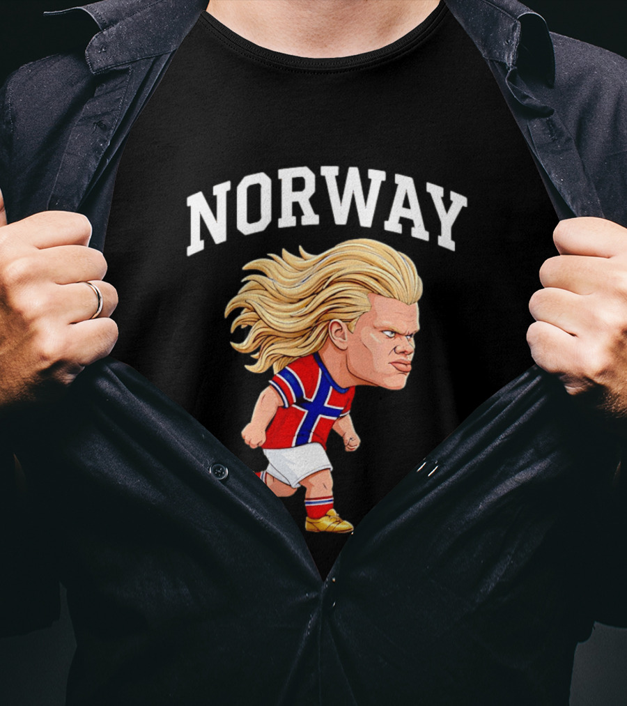 Erling Haaland Norway Football Player Caricature Nordic Soccer Star T-Shirt