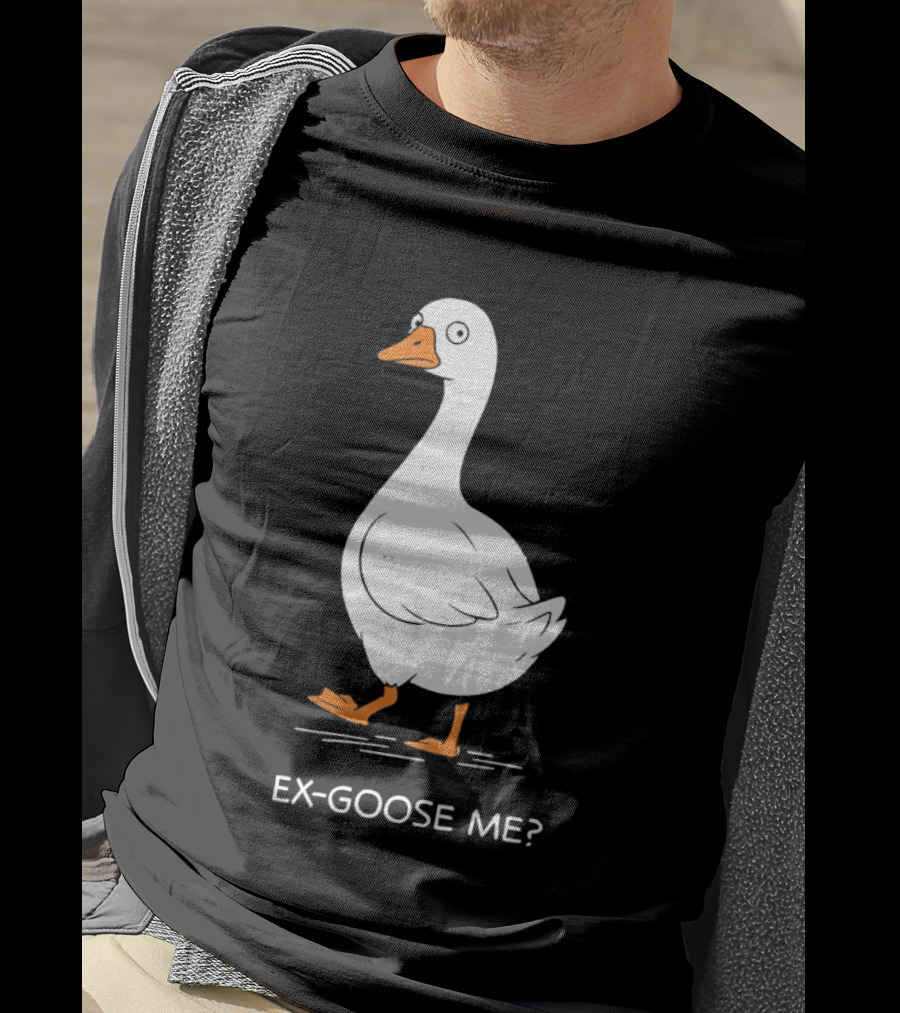 Ex Goose Me Goose Pun Cartoon Walking Goose T-Shirt