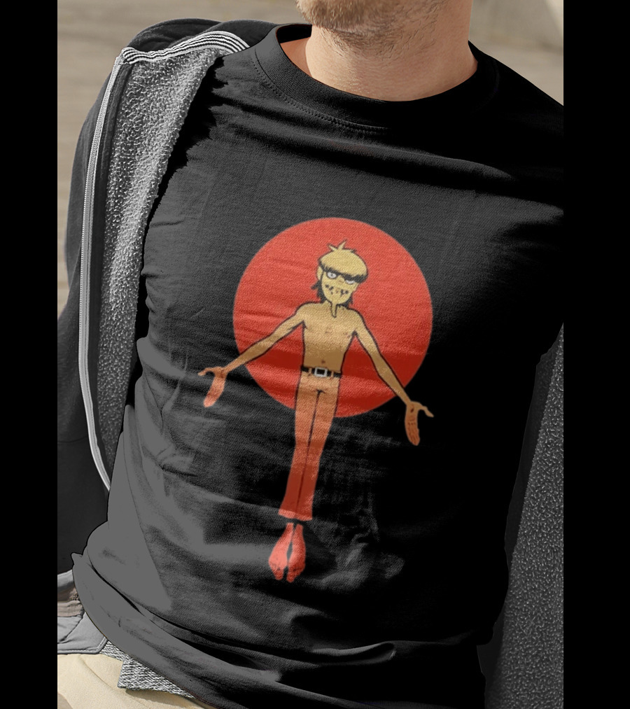 Gorillaz Murdoc Crucifix Pose Red Circle T-Shirt