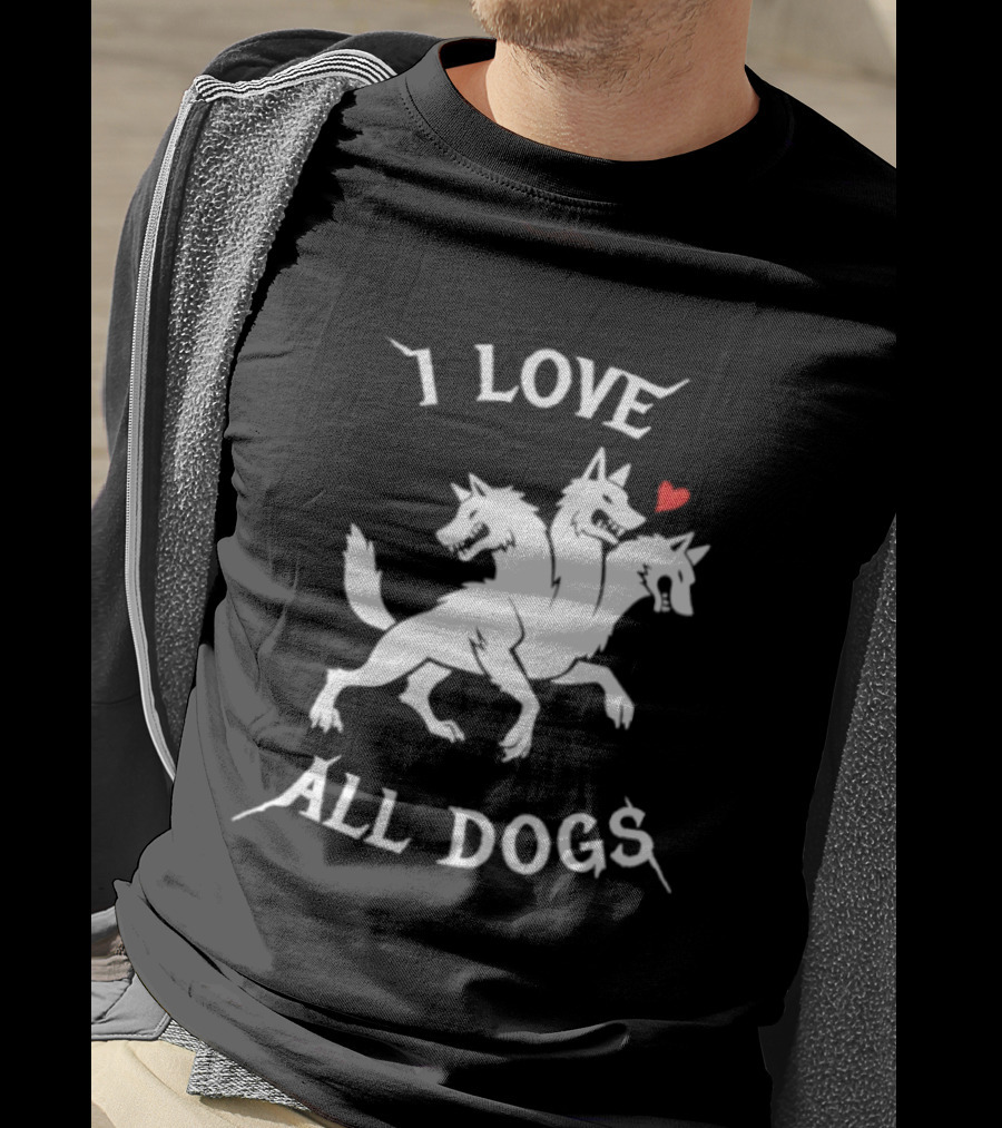 I Love All Dogs Cerberus Three Headed Mythical Canine T-Shirt