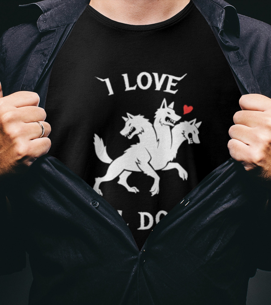 I Love All Dogs Cerberus Three Headed Mythical Canine T-Shirt