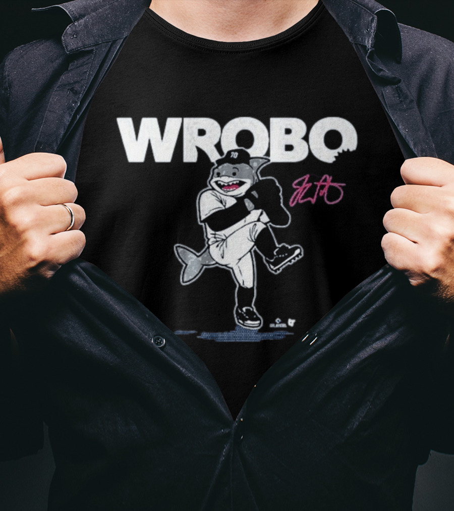 Wrobo 70 Shark Pitcher Cartoon With Signature T-Shirt